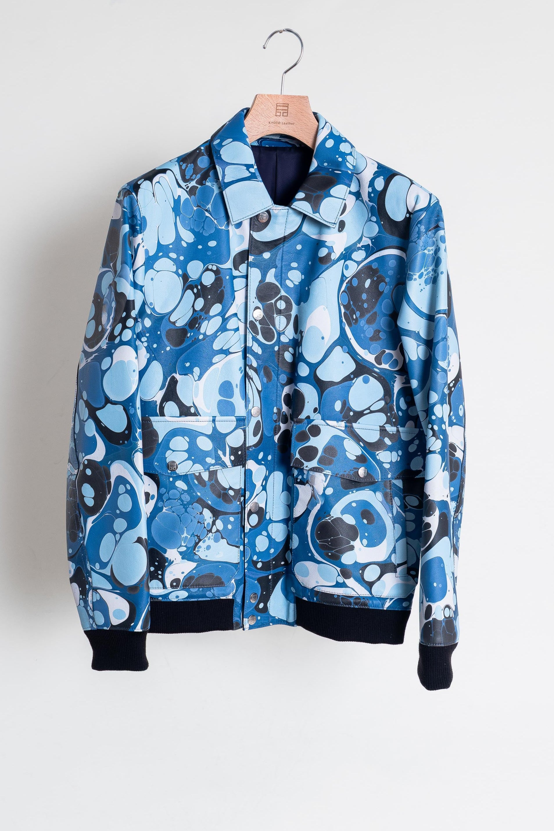 レザーブルゾン 墨流し 迷彩柄