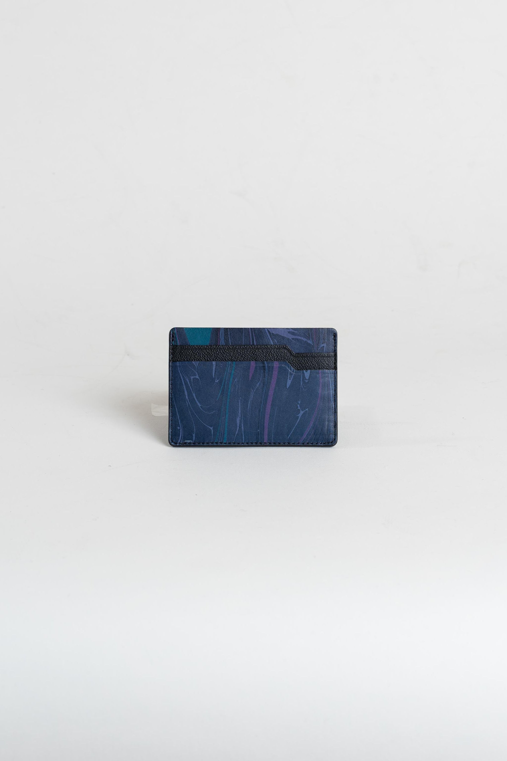 薄型カードケース  墨流し 紺