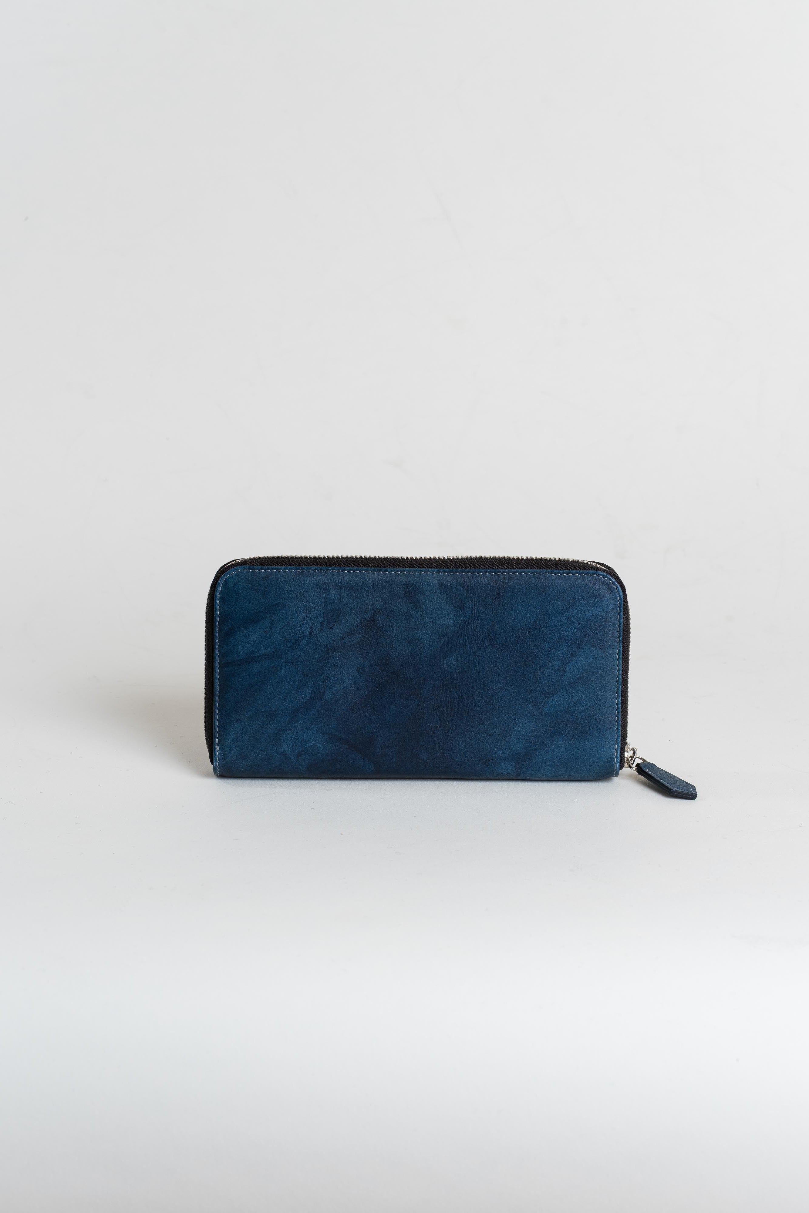 KYOTO LEATHER 天然藍染・ラウンドジップウォレット
