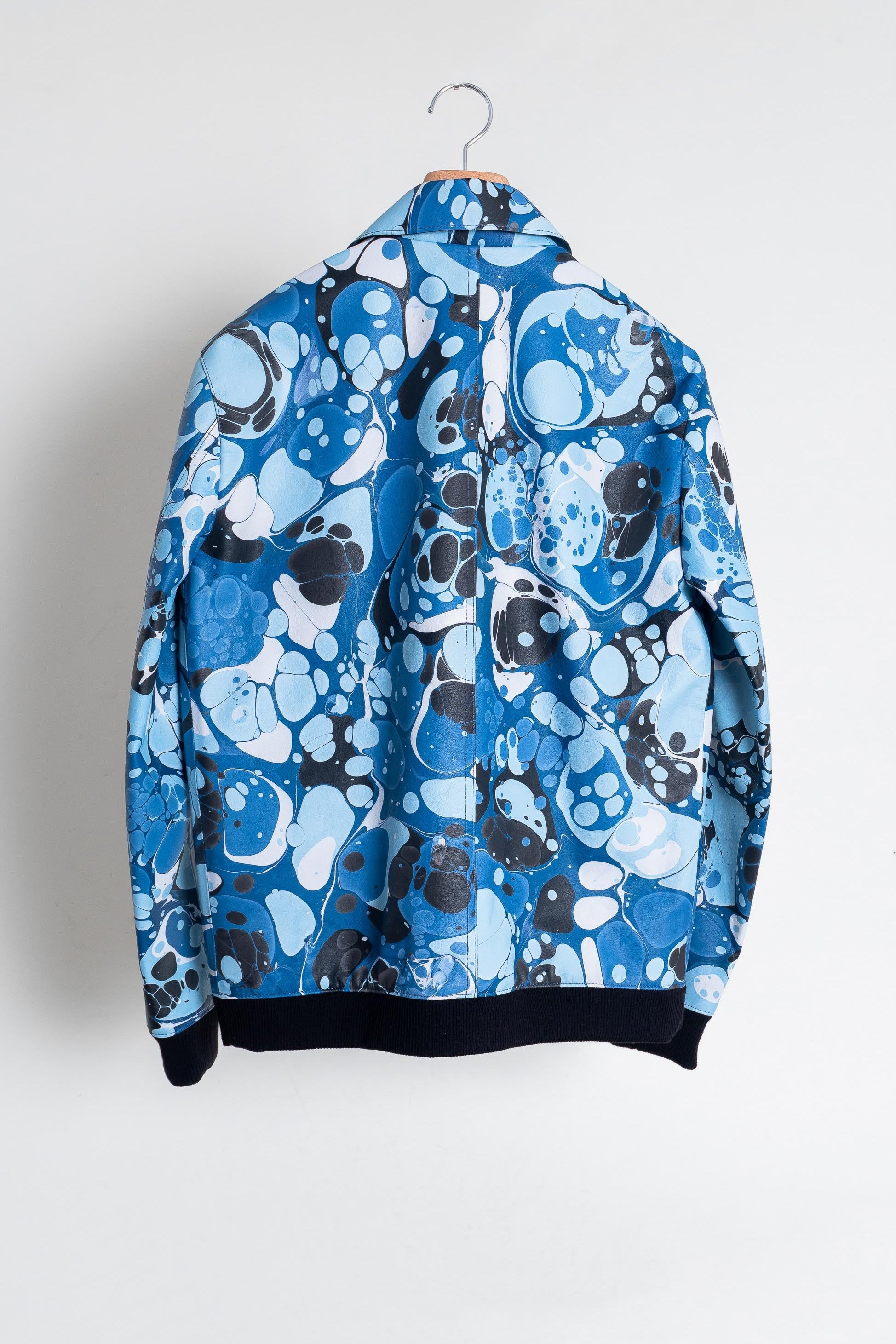 レザーブルゾン　墨流し　迷彩柄　