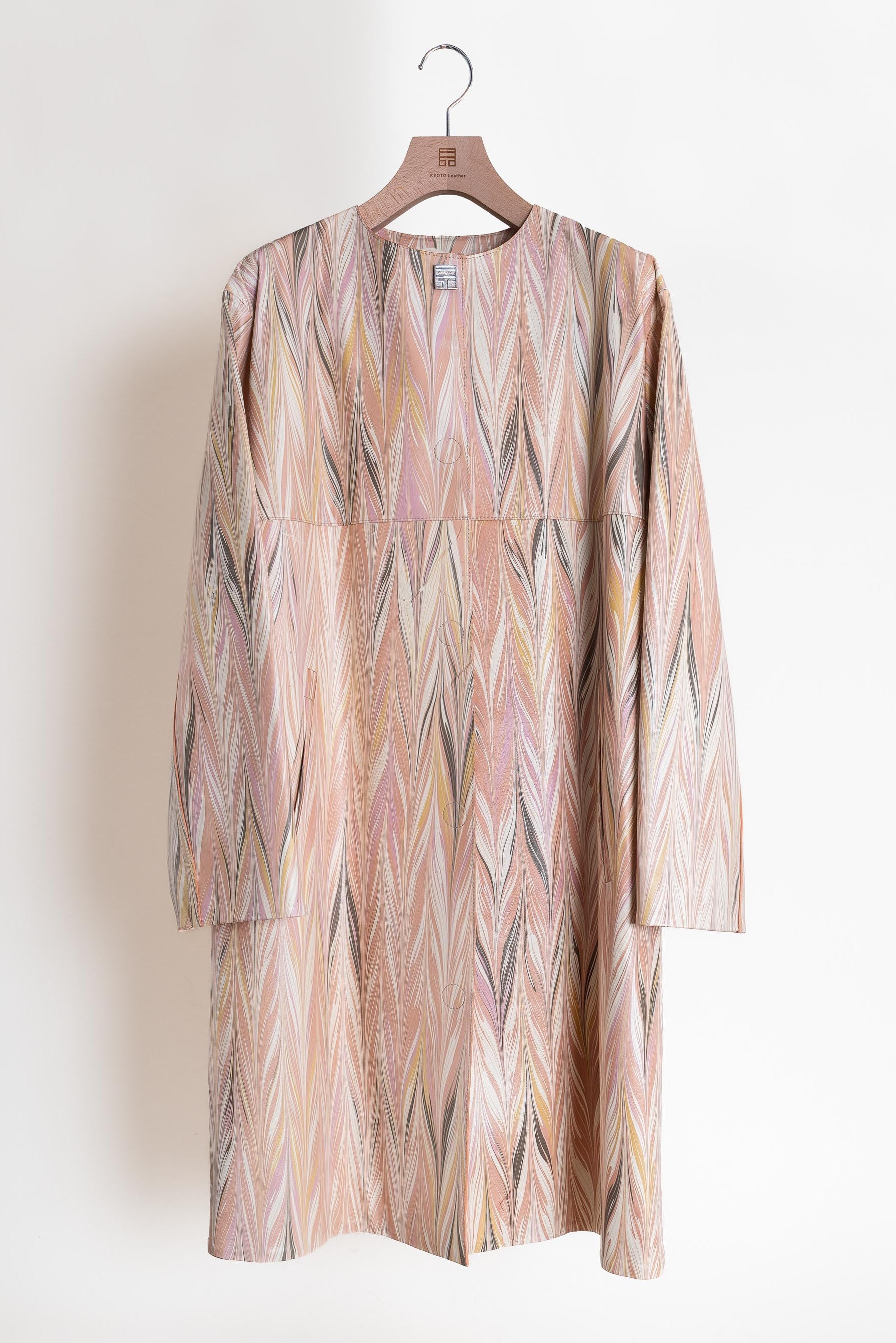 ノーカラーコート / Marbling[YABANE] / Pink / Silver Button